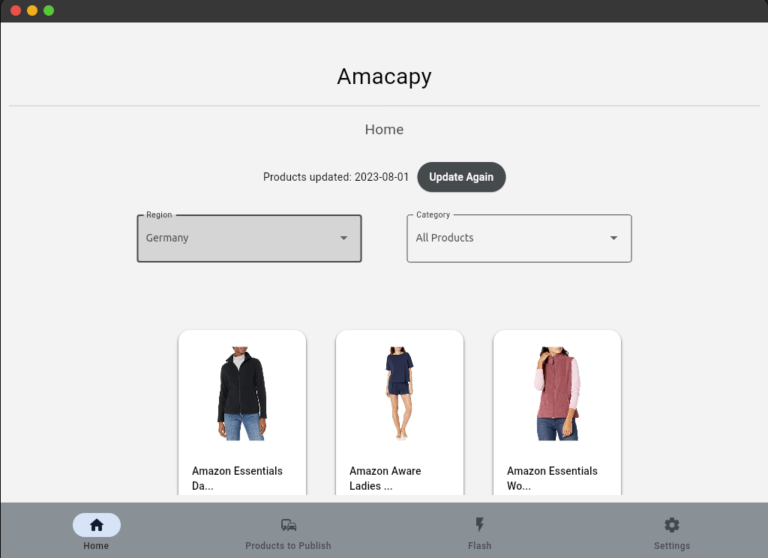 Amacapy, web scraping products on Amazon